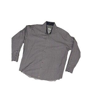 TD Thomas Dean Men's Long Sleeve Geometric Print button front Shirt  Size 2XL/T